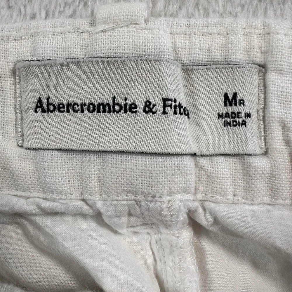 Abercrombie & Fitch Pants Mens 32x27 White Linen Pleated Relaxed Wide Leg Casual
